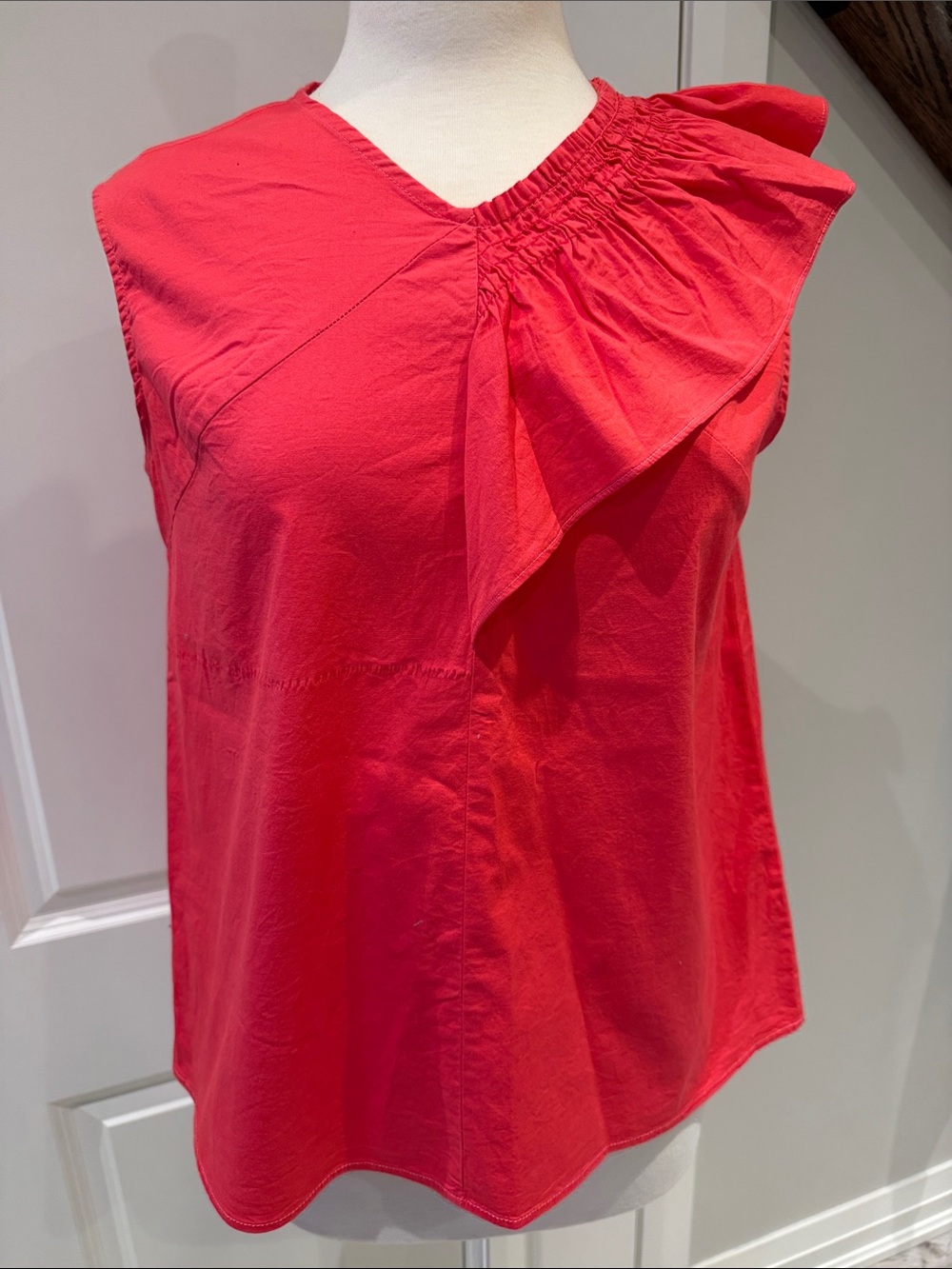 Halogen Coral Pink Sleeveless Ruffle-Neck Tank Top size S